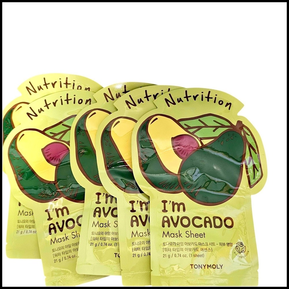 5 x TONYMOLY I'm Avocado Mask Sheet Nutrition Skincare Face Mask Pack of 5
